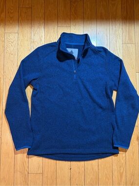 Men's Zip-Up Quarter Polo Sweater - Deep Navy